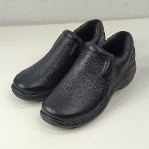 New Nurse Mates Dove Black Leather Slip-On Shoes Women's Size 8.5 Wide